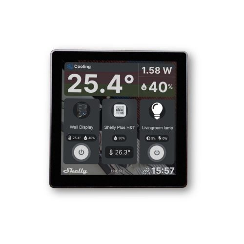 Shelly Wall Display Wi-Fi + Bluetooth touch screen wall switch and control panel (black) + BLU H&T sensor