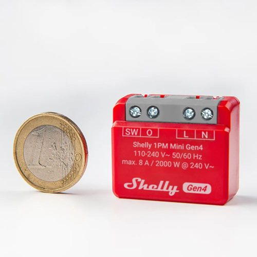 Shelly 1PM Mini Gen4 multiprotocol (Wi-Fi+ Bluetooth / Zigbee 3.0) relay module, with power meter, Matter compatible