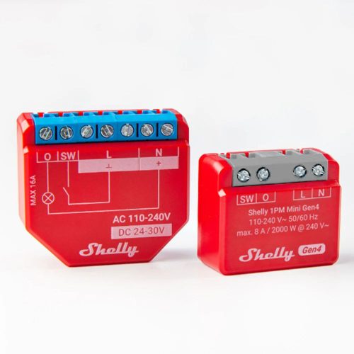 Shelly 1PM Mini Gen4 multiprotocol (Wi-Fi+ Bluetooth / Zigbee 3.0) relay module, with power meter, Matter compatible