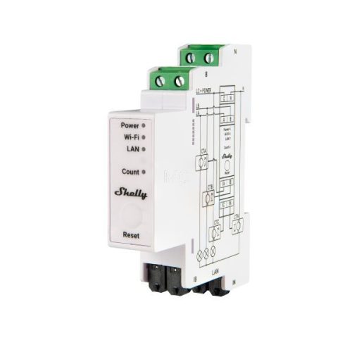 Shelly PRO 3EM-120A next generation professional 3-phase energy meter with contactor control
