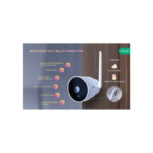 Nous W7P smart Tuya Wi-Fi IP tube camera (3MP)