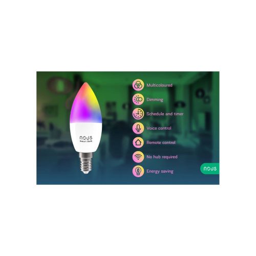 Nous P4 smart Tuya Wi-Fi RGB bulb (E14 socket), Matter compatible