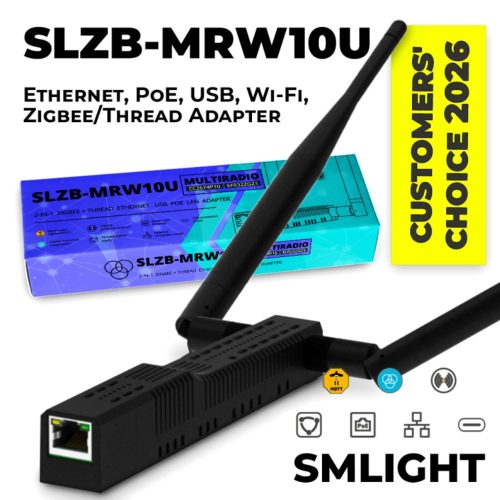 SMLIGHT SLZB-MRW10U – Multi-Radio PoE Adapter, Zigbee, Thread, Z-Wave, Matter, black (ESP32+CC2674P10+EFR32ZG23)