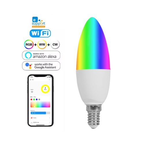 SmartWise E14 Wi-Fi + eWeLink-Remote (Bluetooth) smart bulb, 5W, adjustable warm/cold white + RGB color light