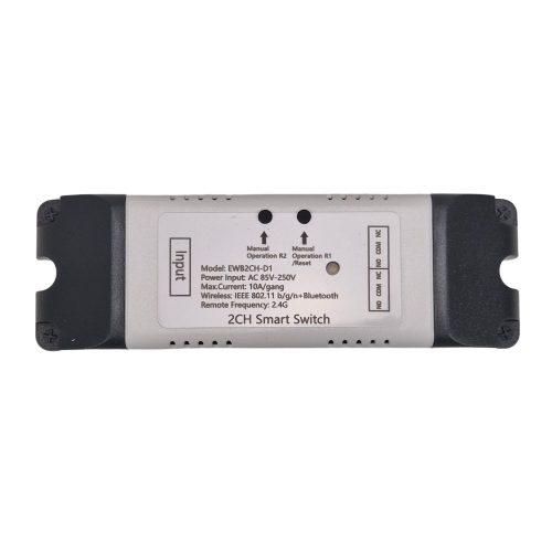 SmartWise 85V-250V AC Wi-Fi + eWeLink-Remote 2-gang smart relay switch, NO/NC, dry contact, momentary switch