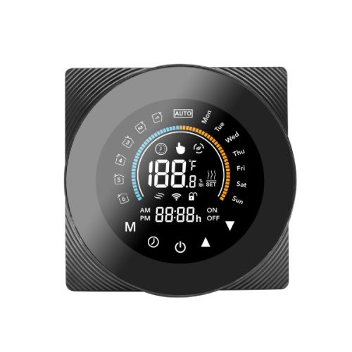 SmartWise WiFi smart thermostat, eWeLink app compatible, Type 'B' (16A), black front panel, colour touch display
