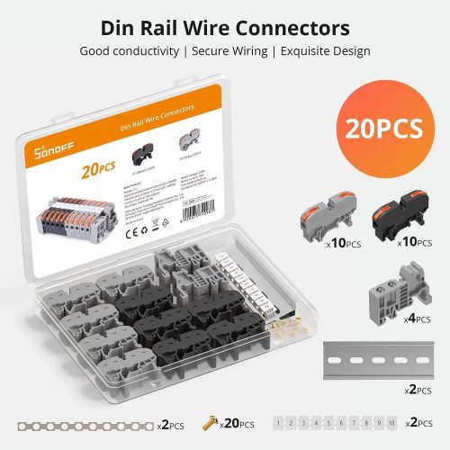 Sonoff 211 DIN-rail compatible Wire Connector Terminal Blocks Kit (20 pcs set)